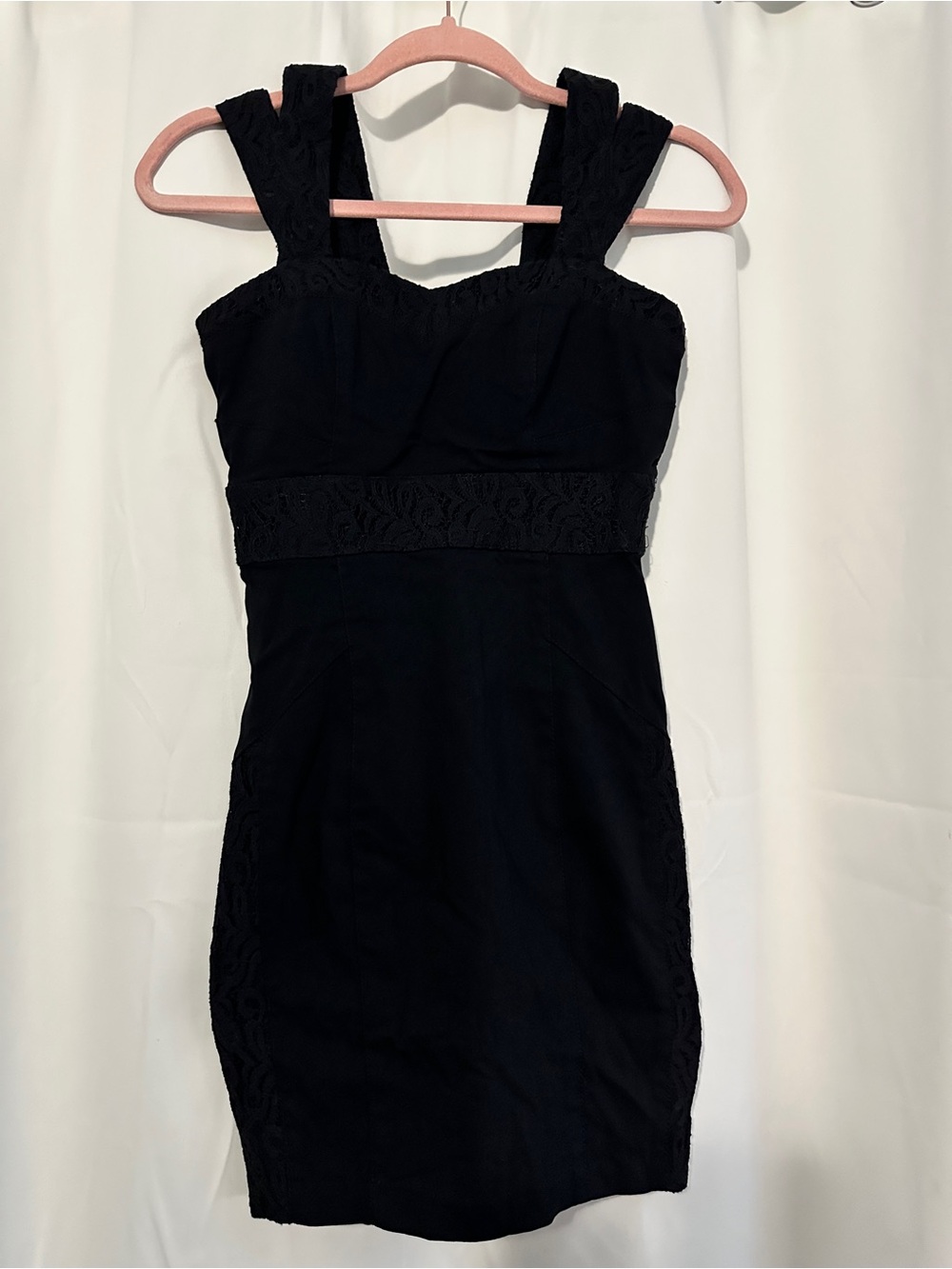 XOXO Black Lace-Trim Mini Dress